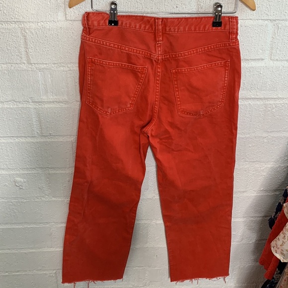 Free People We the Free High Rise Exposed Button Fly Red Denim Jeans size 26 - Picture 5 of 7
